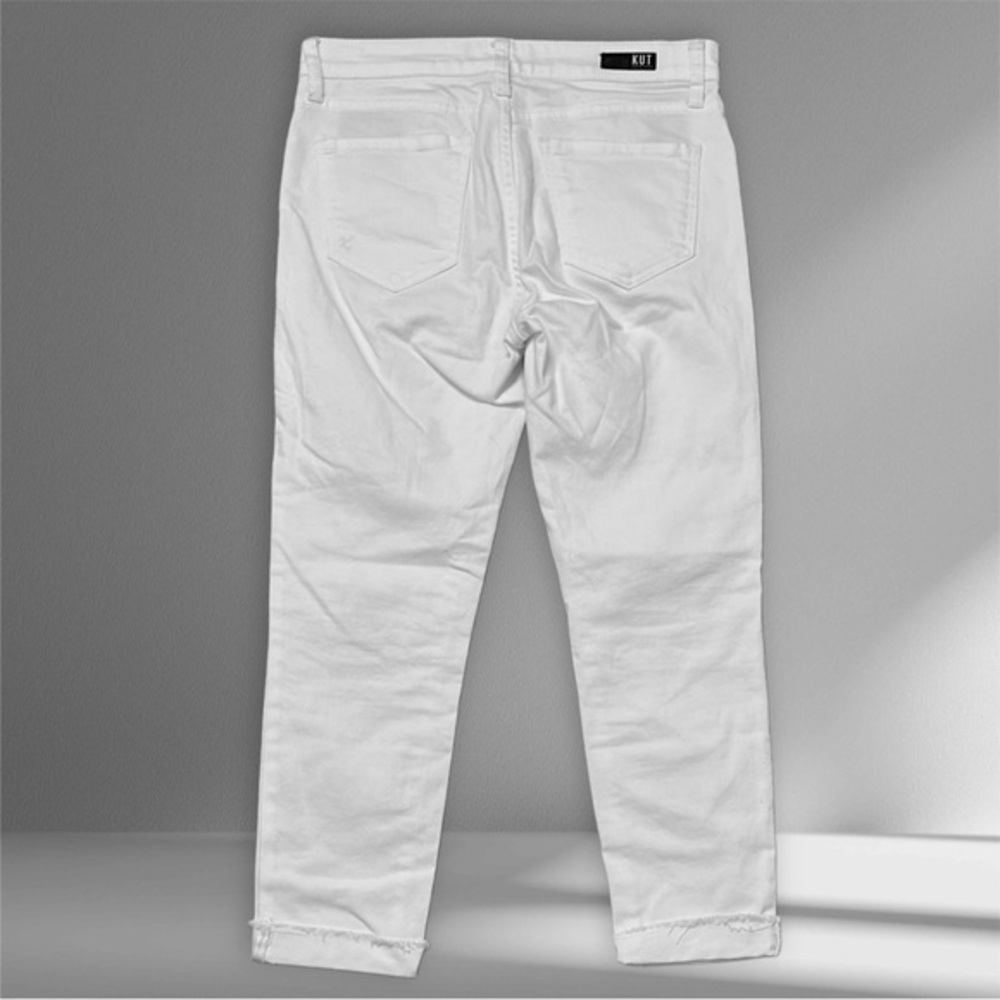 Kut From The Kluth Amy Crop Straight Leg White Wash Distressed Sz‎ 4 NWOT - Picture 2 of 5
